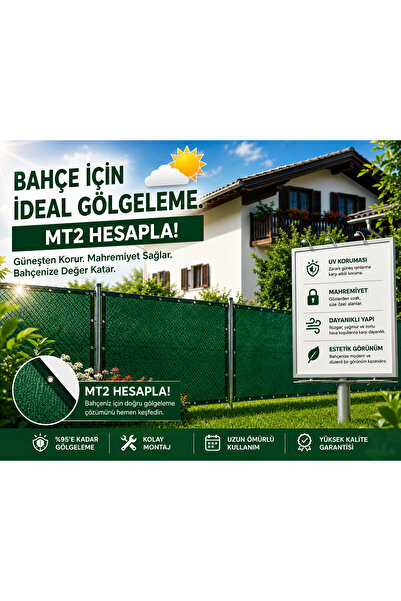 branda %95 Gölgeleme Filesi Yeşil – Bahçe Balkon Sera Güneş Kesici UV Dayanım...