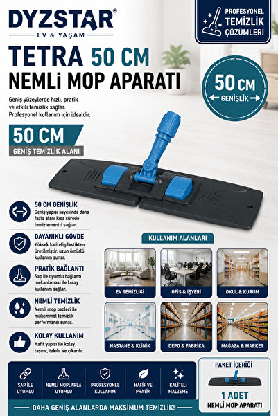 DYZSTAR Tetra 50 Cm Nemli Mop Aparatı Profesyonel Yer Temizlik Aparatı