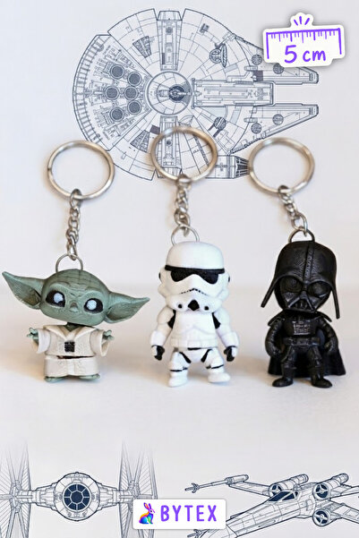BytexStore Starwars 3’lü Set Darth Vader Yoda Stormtrooper Anahtarlık Charm