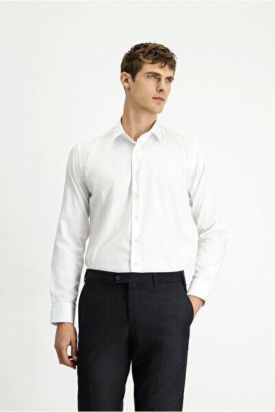 Kiğılı Μακρυμάνικο Slim Fit Slim Fit Κλασικό βαμβακερό πουκάμισο χωρίς σίδερο