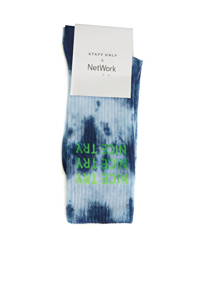 Network Lacivert Mavi Batik Desenli Erkek Çorap