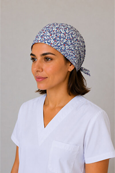 GTB BUTİK Unisex Lacivert Yıldız Desenli Doktor Hemşire Aşçı Bonesi Cerrahi Bone