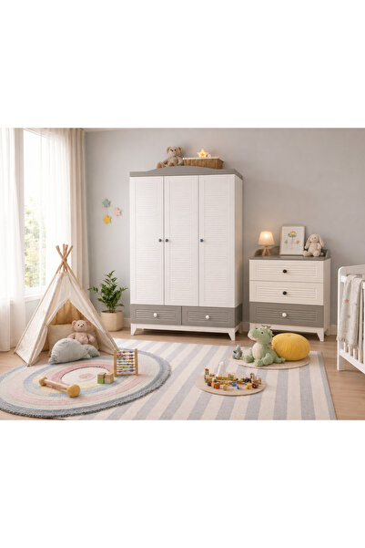 Koza Magnum Full MDF 3 Kapılı Bebek & Çocuk Dolap & Magnum Full MDF Bebek & Çocuk Şİfonyer