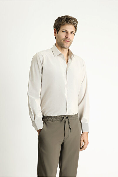 Kiğılı Long Sleeve Classic Striped Cotton Easy-Iron Shirt