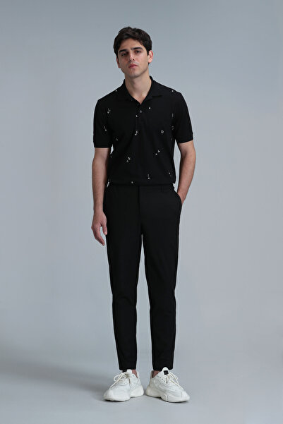 Lufian Ανδρικό παντελόνι Chino Glen Smart Slim Fit Μαύρο