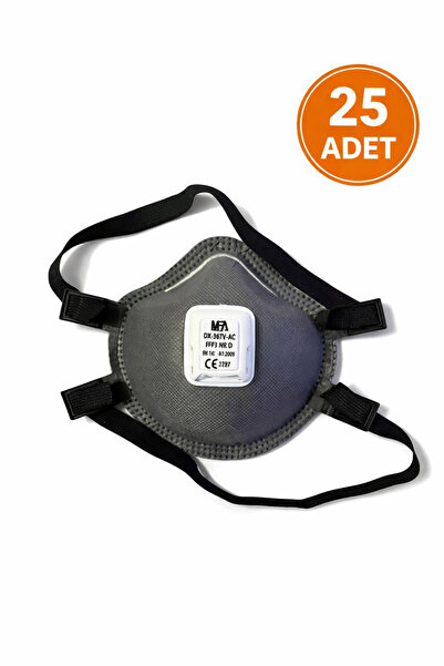 MFA 25 ADET Aktif Karbonlu Ventilli Buğu Yapmaz Profesyonel Koruyucu Maske - ...
