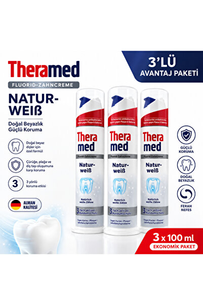 Theramed معجون أسنان ناتورفايز فلورايد بتأثير التبييض الطبيعي 2 × 100 مل