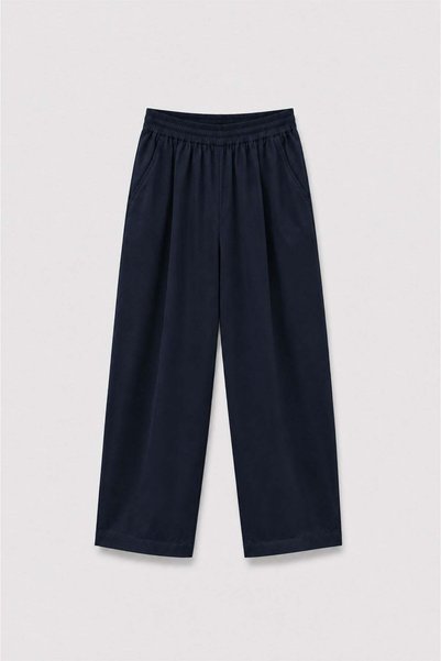 Suud Collection Navy Blue Raya Washed Poplin Trousers