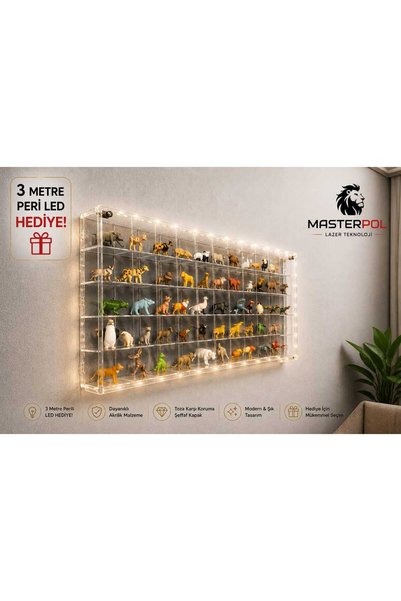 MASTERPOL 50li Kapaklı şeffaf lego mini figür miniş yapi taşı lego bricks blok ölçülerine uygun sergileme rafı standı