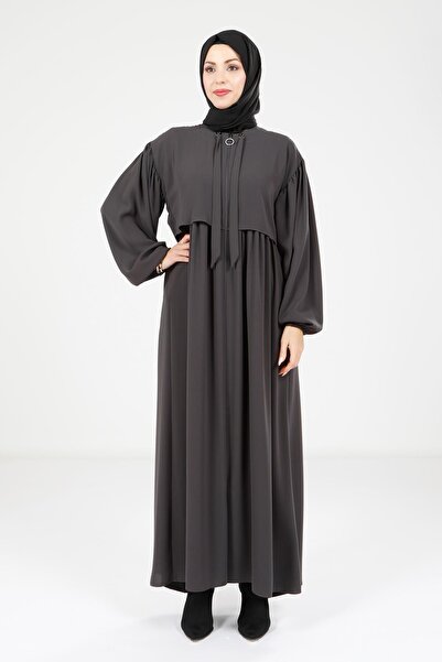 Beyza 3918  Tesettür Duman Bolerolu Ferace
