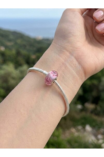 My Story Pembe Çiçek Murano Gümüş Charm