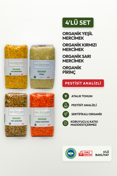 Soul Kitchen Organik Ürünler Organik Sertifikalı Sarı Mercimek Yeşil Mercimek...