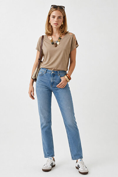 VENA Kadın Petra Dirty Med Blue Boyfriend Jean Pantolon - Dirty Med Blue