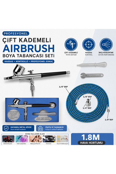 charmerprincesses Çift Kademeli Airbrush Boya Tabancası ve hortumu ile set