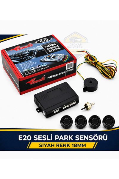 Inwells 18mm Sesli Park Sensörü 4 Lü Siyah Geri Vites Park Destek Sistemi Ara...