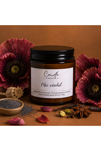 Candle Corner Mac Oriental – Lumânare Parfumată din Ceară de Soia, Sticlă Chi...