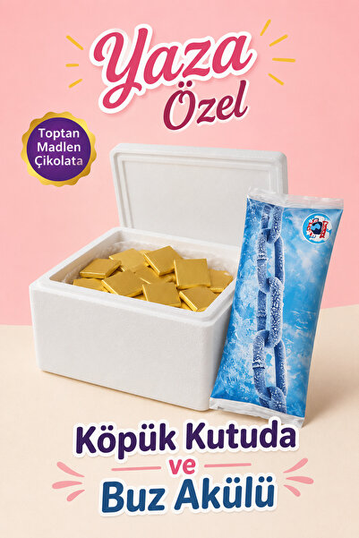 belchocolate Altın Sargılı Sütlü Madlen 100 Adet Çikolata Buz Akülü ve Köpük ...