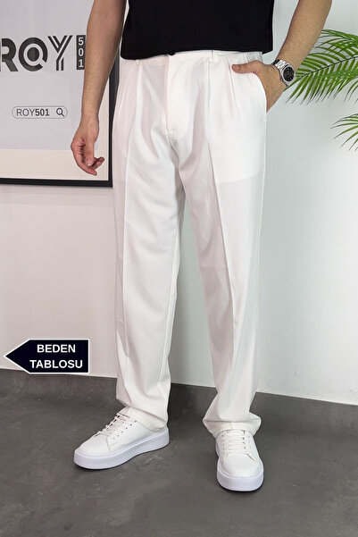 ROY501 Baggy Double Pleated Trousers Comfortable Fit Elastic Waist New Season...