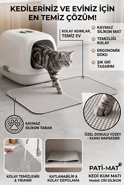 Harika bir ev Non-slip silicone cat litter mat - grey