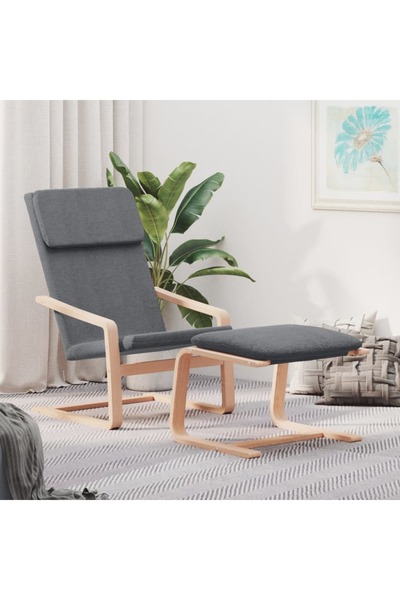 Concept Scaun de relaxare cu taburet, gri deschis, textil