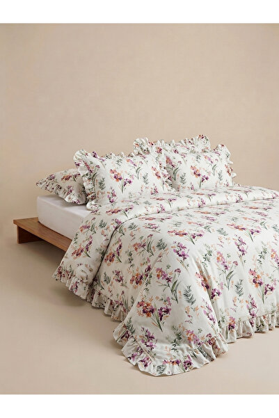 EVA Fleur Patterned Ruffled Duvet Cover Set Single / Without Sheets