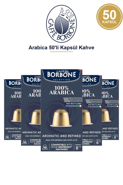 Caffe Borbone كبسولات قهوة كافيه بوربون أرابيكا 50 قطعة - متوافقة مع نسبريسو،...