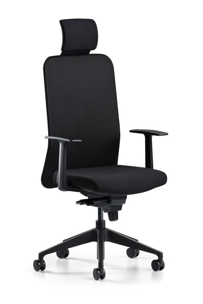 Bürotime Comfy Başlıklı Çalışma Koltuğu | Sabit Kol | Plastik Ayak | Siyah