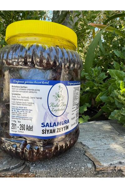 RUHİ BEY ZEYTİNLERİ Duble Salamura Siyah Zeytin 1,6 Kg 201-260 ADETLİ