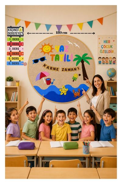 keçeli dünyam Karne Panosu Yaz Tatili / Karne Zamanı (Keçe Eğitim Materyali)