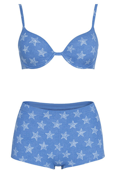 Kom Star Yıldız Desenli Şortlu Bikini