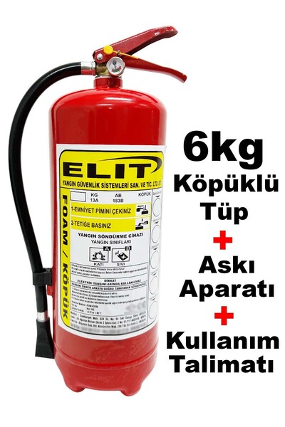 ELİT YANGIN VE GÜVENLİK SİSTEMLERİ 6 Kg Köpüklü Yangın Söndürme Tüpü Ruhsata ...