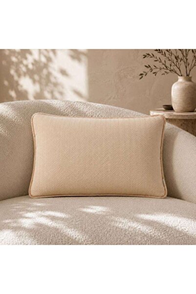 PAN HOME وسادة هيلتون شيفرون محشوة بديلة للريش 35x50 سم - لون خشب البتولا