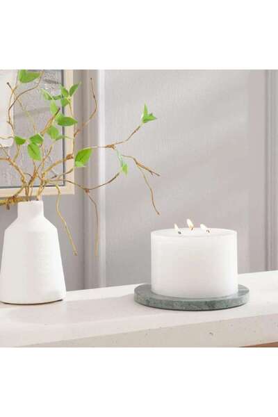 PAN HOME شمعة بيضاء غير معطرة بثلاثة فتائل، قطر 15 × ارتفاع 10 سم - تدوم 40 ساعة
