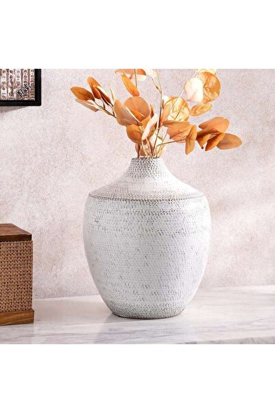PAN HOME مزهرية سيراميك ساندران 25x25x30 سم - أبيض