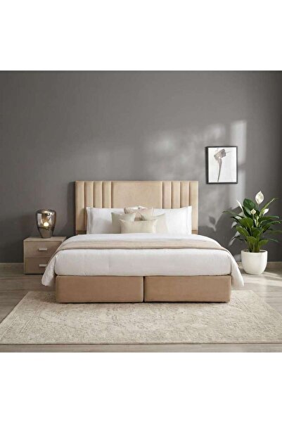 PAN HOME سرير بولينا كينج مخملي بيج 180×200 سم
