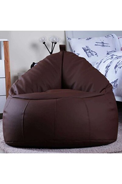 PAN HOME Luxe Faux Leather Chair Bean Bag 78x81x74cm-brown