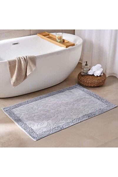 PAN HOME سجادة حمام هافن سوفت فلور من القطن التركي مقاس 70×120 سم - فضي