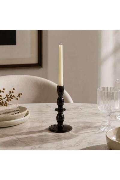 PAN HOME Caissa Resin Ornate Taper Candle Holder 10.9x10.9x21cm - Brown