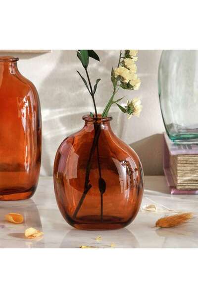 PAN HOME Joey Glass Bud Vase 8.8x6x11cm - Amber