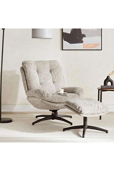 PAN HOME AMORE ACCENT CHAIR WITH OTTOMAN - GREY