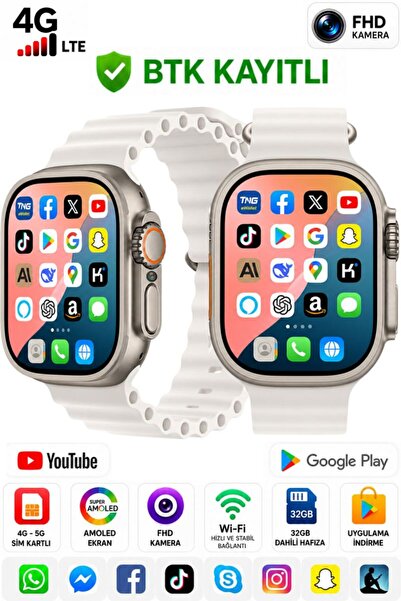 SONREİR Watch One Ultra 4G SIM Kartlı Android Akıllı Saat Kameralı GPS WiFi Y...