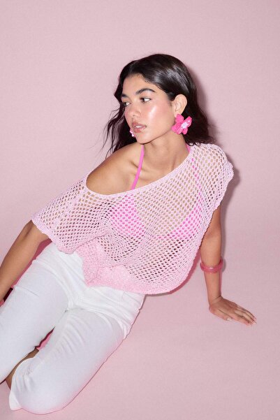 DeFacto Regular Fit Kayık Collar Openwork T-Shirt H6334Ax26Sm