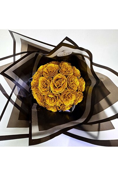 velve Buchet Glitter Roses cu 19 trandafiri de sapun, Auriu