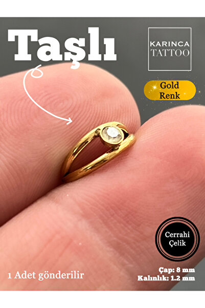 Karınca Piercing İki Hat Taşlı Halka Tragus Piercing Cerrahi Çelik Kulak Forw...