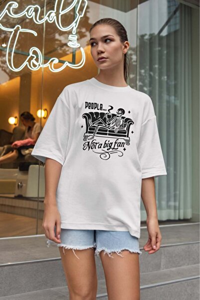 buzagi tasarım ürünleri Sarcastic Oversize Unisex White T-Shirt