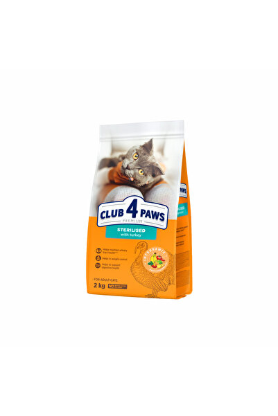 Club4Paws Club 4 Paws, Hrană uscată pentru pisici sterilizate, curcan, 2kg
