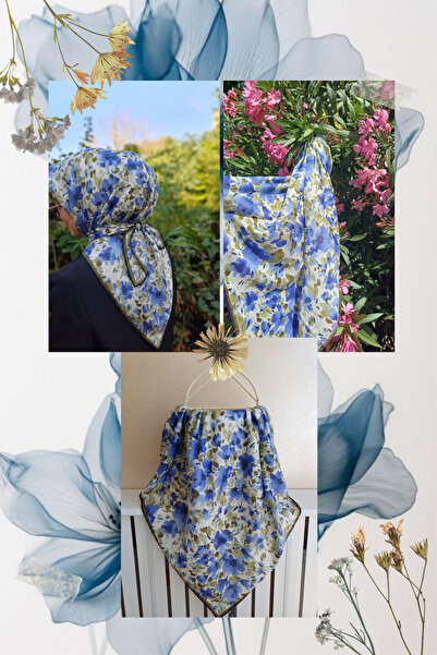 SK Scarfs Dijital Pamuk Vual Çiçek Desen Eşarp