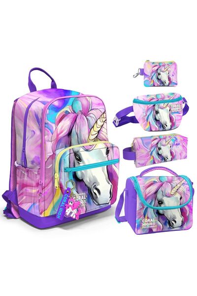 Coral High Beşli İlkokul/Ortaokul Çanta Seti - Unicorn - Kız Çocuk