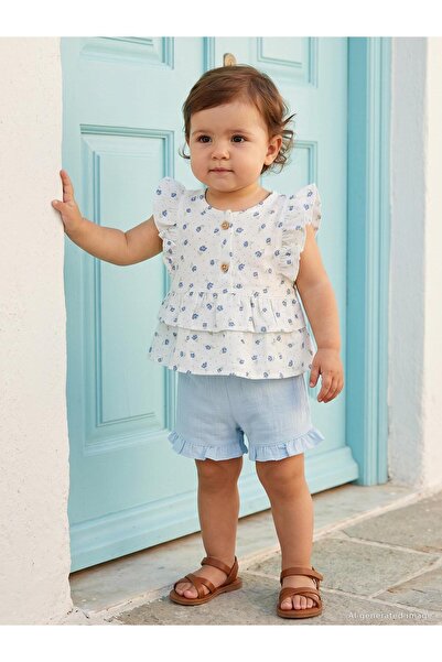 Civil Baby Çiçek Empirme 6-18 Ay Takım - Beyaz