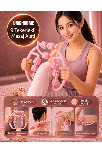 Folveit Kas Gevşetici Sıkılaştırıcı Masaj Aleti 9 Tekerlekli Lenf Drenaj Rulo...